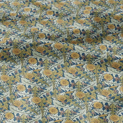 100% linen Art Nouveau Print fabric for Curtain Upholstery Cushion - Floral fabric Poppy red - for dress making sewing 2478