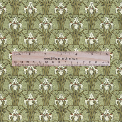 100% linen Iris prints fabric for Curtain Upholstery Cushion - wildflower Art deco flower print fabric for dress making sewing
