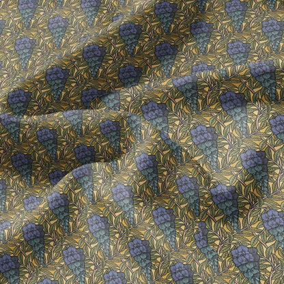 100% linen Art Nouveau Print fabric for Curtain Upholstery Cushion - Floral fabric Glycinel - for dress making sewing 2458