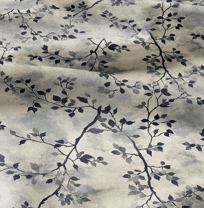 100% LINEN Fabric Abstract Watercolor Wabi Sabi tree print -  modern contemporary print on linen fabric upholstery dress making curtains