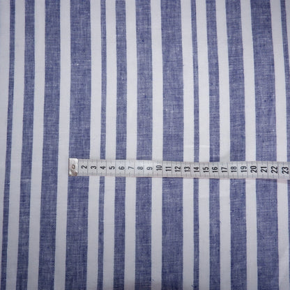 100% blue and white stripes in linen fabric - Medium weight - nautical fabric for clothing, curtains, home textile, home decor craft project