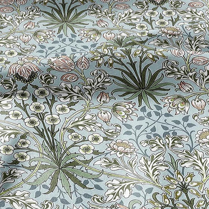 100% LINEN Fabric William Morris Hyacinth pale green print - British linen floral upholstery home textile Victorian fabrics 3261