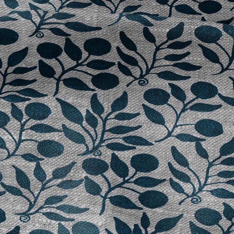100% LINEN Fabric William Morris Rosehip teal gray - oatmeal linen fabric with botanical print - Victorian Art Craft Historical 3279