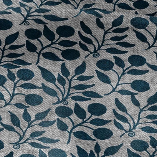 100% LINEN Fabric William Morris Rosehip teal gray - oatmeal linen fabric with botanical print - Victorian Art Craft Historical 3279