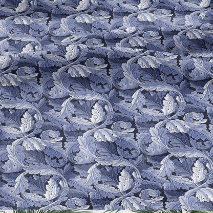 William Morris Acanthus blue print on 100% LINEN - Victorian Art crafts linen Fabric - botanical Historical upholstery home textile 3635