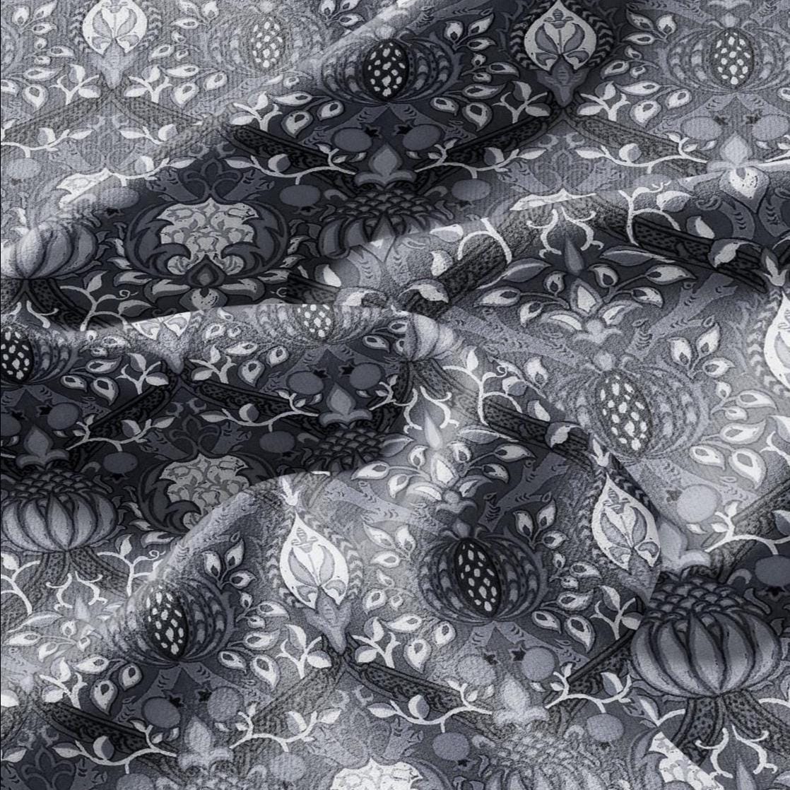 100% LINEN Fabric William Morris Granada gray print - British linen floral upholstery home textile Victorian fabrics 3238