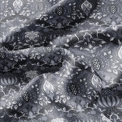 100% LINEN Fabric William Morris Granada gray print - British linen floral upholstery home textile Victorian fabrics 3238