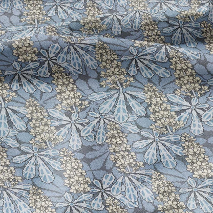 100% linen Art Nouveau Print fabric for Curtain Upholstery Cushion - Floral fabric Chestnut tree blue - fabric for dress making sewing