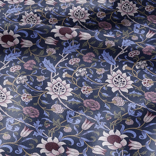 100% linen fabric William Morris EVENLODE print - Victorian Art crafts Historical pattern 2529