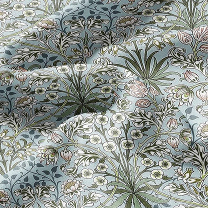 100% LINEN Fabric William Morris Hyacinth pale green print - British linen floral upholstery home textile Victorian fabrics 3261