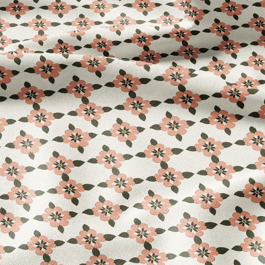 100% linen Retro pink flower Print fabric for Curtain Upholstery Cushion - Floral preppy - for dress making sewing 2215