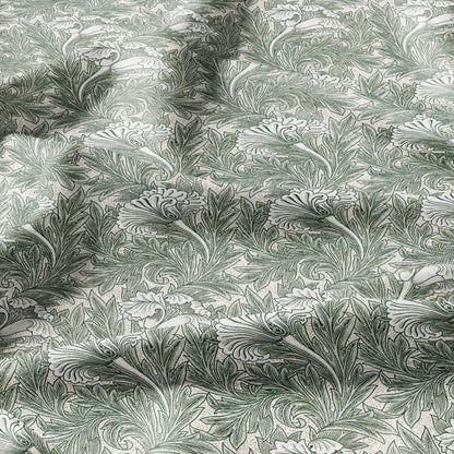 100% linen fabric William Morris Green floral print - green Victorian Art crafts linen Fabric - Historical pattern upholstery dress making