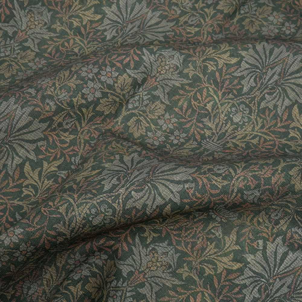 William Morris Green tapestry print Flower garden 100% LINEN fabric - Victorian Art and crafts Linen fabric botanical Historical 2110