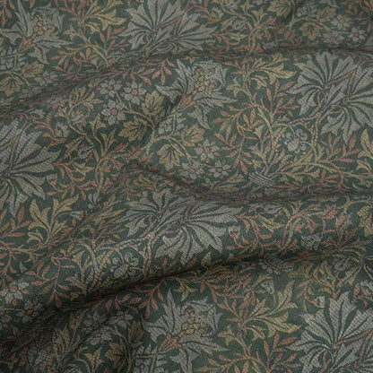 William Morris Green tapestry print Flower garden 100% LINEN fabric - Victorian Art and crafts Linen fabric botanical Historical 2110