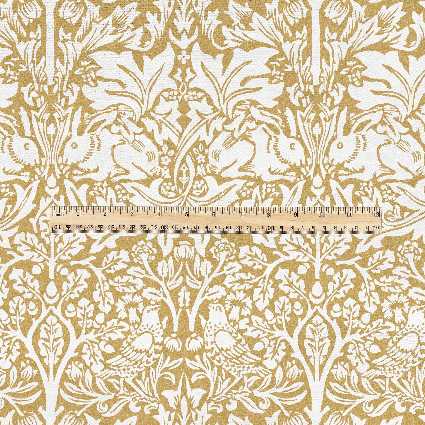 William Morris Brer rabbit yellow print 100% LINEN Fabric - British linen floral upholstery home textile Victorian fabrics 3012