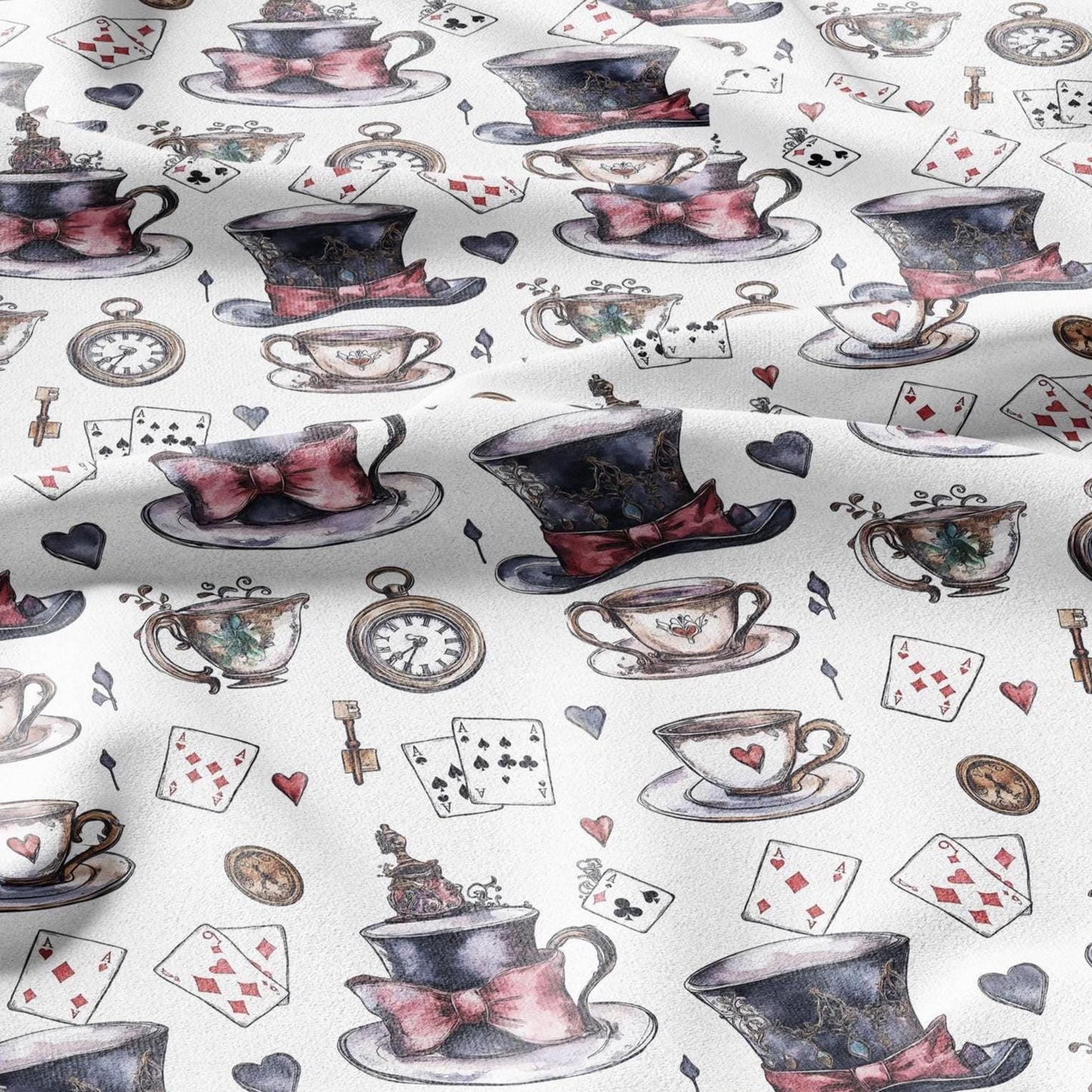 100% LINEN Fabric with Abstract Alice in wonderland pattern - linen fabric for upholstery home decor dressmaking clothing sewing 2217