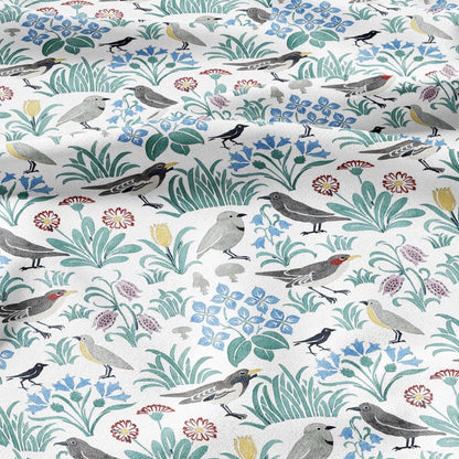 100% linen fabric - Birds in field by Voysey - - Victorian Art crafts - Historical pattern home decor dress making 2988