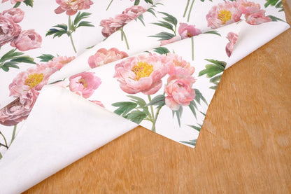 100% linen fabric 400gsm 12oz  - UPHOLSTERY - floral peony print -  Heavy weight, dense.  For crafts, upholstery, decoration