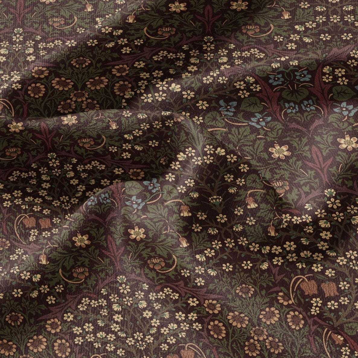 William Morris Blackthorn 100% LINEN Fabric - British linen floral upholstery home textile Victorian fabrics blue green 3183