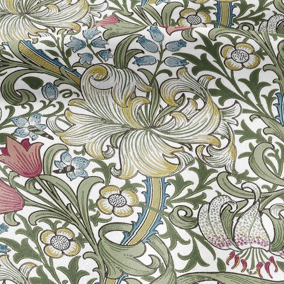 100% LINEN fabric - William Morris Golden lily green - British Victorian flax - sewing upholstery home decor or clothing 3809