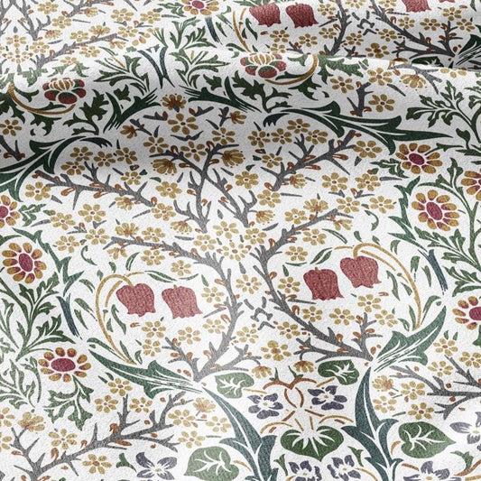William Morris Blackthorn 100% LINEN Fabric - British linen floral upholstery home textile Victorian fabrics blue green 3179