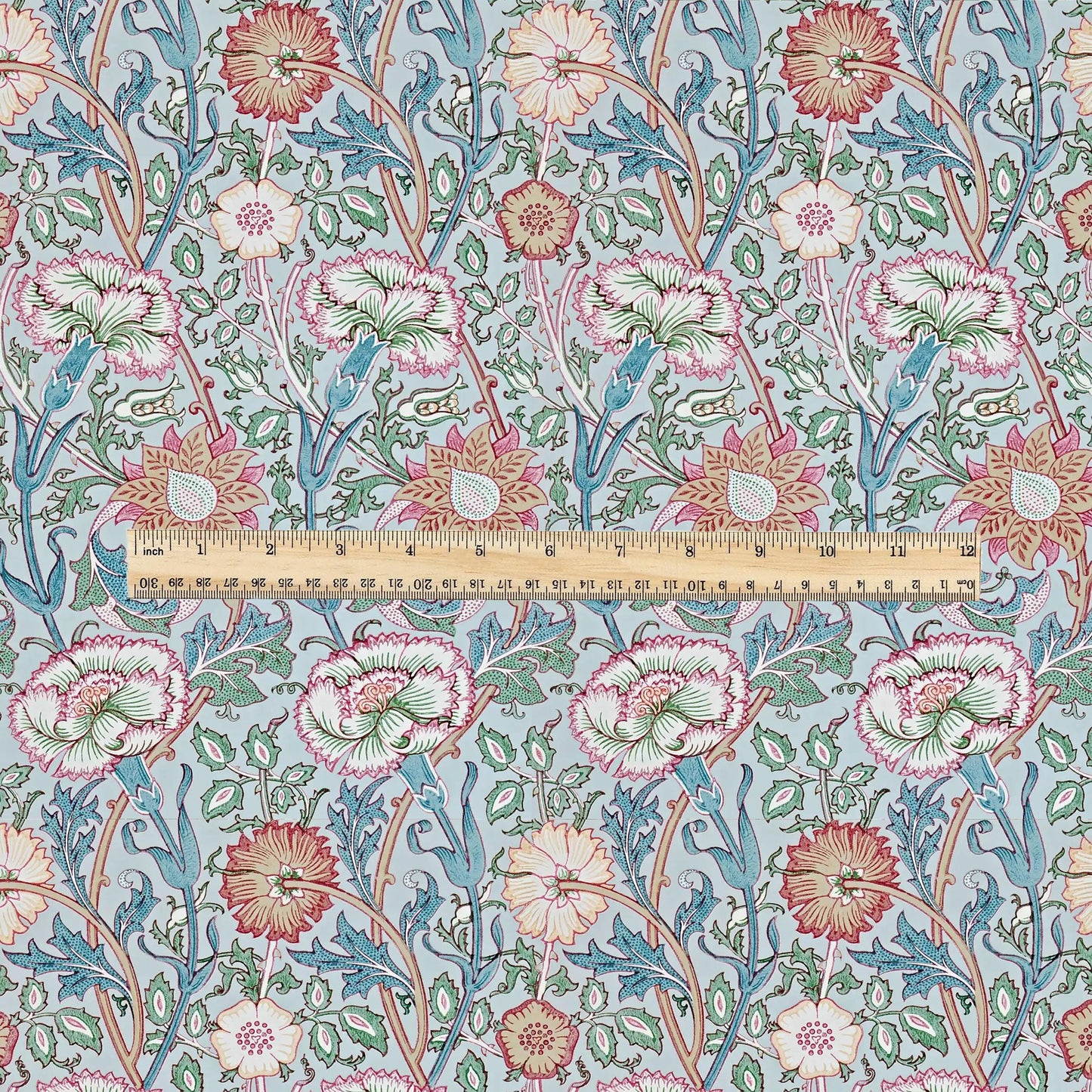 100% LINEN Fabric William Morris Pink and Rose print - Modern vintage botanical - hVictorian Art Craft  3141
