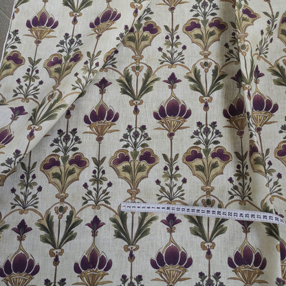 100% LINEN Fabric queen Victoria print linen - regency linen botanical fabric for upholstery home decor dress making
