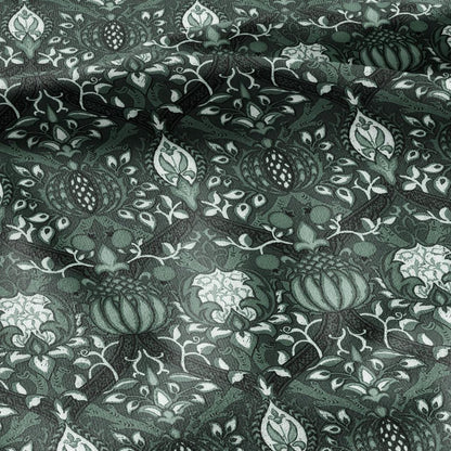 100% LINEN Fabric William Morris Granada green - British linen floral upholstery home textile Victorian fabrics dark blue 3243
