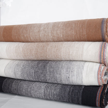 Premium Linen striped Fabric in black  GRAY beige white | Medium weight multicolor stripes OMBRE Stripe for clothing home textile