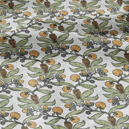 Passion fruit CFA Voysey print on 100% LINEN - Art Nouveau Art crafts linen Fabric - botanical Historical upholstery home textile