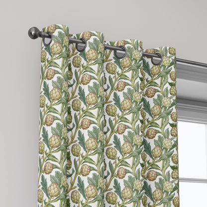 100% linen fabric Green Artichoke print - Vintage vegetable botanical  - modern vintage greenery 3361