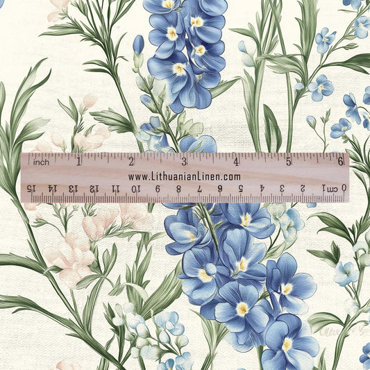 100% LINEN Fabric with colorful flower pattern - linen fabric for upholstery home decor dressmaking clothing sewing LithuanianLinen 2199