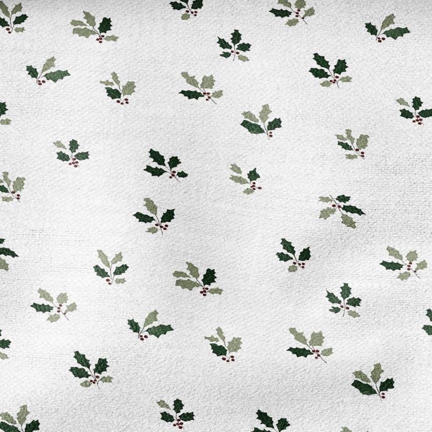 100% LINEN Fabric Leaves tiny green print - Mid-century modern botanical stripe upholstery home textile artisan green white 3094