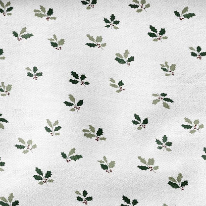 100% LINEN Fabric Leaves tiny green print - Mid-century modern botanical stripe upholstery home textile artisan green white 3094