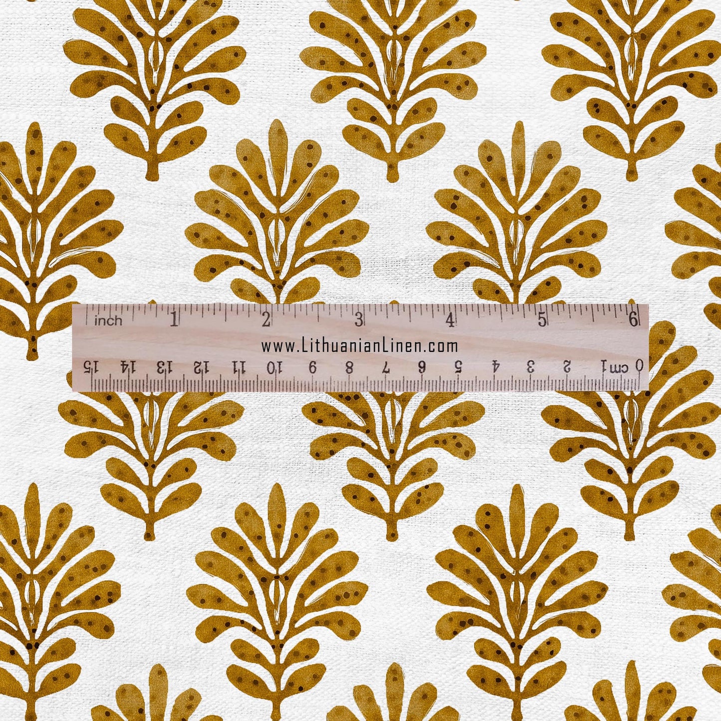 100% LINEN Fabric Neem block print - mustard yellow Indian floral linen heavy for upholstery home decor - medium for dress making 2834