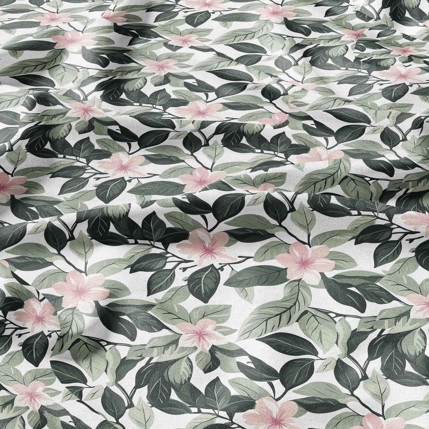 100% LINEN Fabric pink flowers - floral greenery Fabric by Yard by LithuanianLinen for upholstery dressmaking curtains home textile 2032