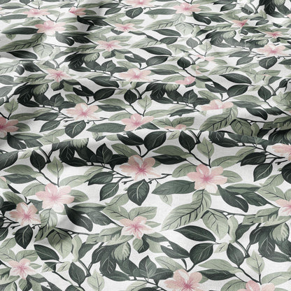 100% LINEN Fabric pink flowers - floral greenery Fabric by Yard by LithuanianLinen for upholstery dressmaking curtains home textile 2032