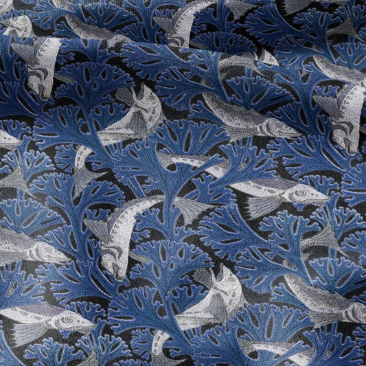 100% linen Vintage Fish fabric for Curtain Upholstery Cushion - block print fabric for dress making sewing