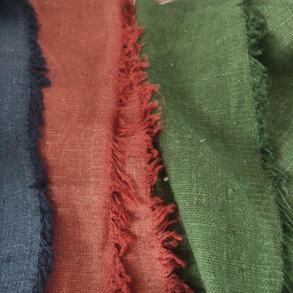 Linen fabric - extra heavy - rustic coarse natural Lithuanian linen - washed natural black red green blue