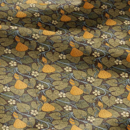100% linen Squash prints fabric for Curtain Upholstery Cushion - Art deco flower print fabric for dress making sewing
