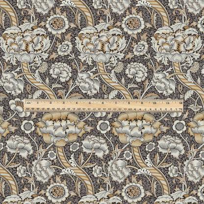 William Morris Wandle brown beige print on 100% LINEN - Victorian Art crafts linen - botanical Historical upholstery home textile 3170