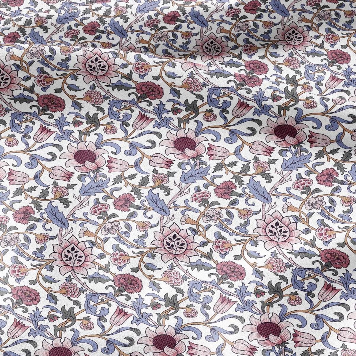 100% linen fabric William Morris Evenlode print - Victorian Art crafts blossom - Historical pattern fabric upholstery dress making 2529W