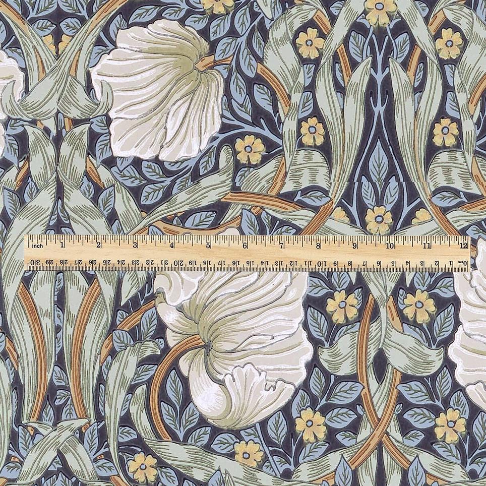 100% LINEN fabric - William Morris Pimpernel - British Victorian flax - sewing upholstery home decor or clothing 3851