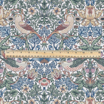 William Morris Strawberry thief 100% LINEN Art Crafts Fabric - British Victorian floral bird - home decor upholstery - clothing sewing 3730