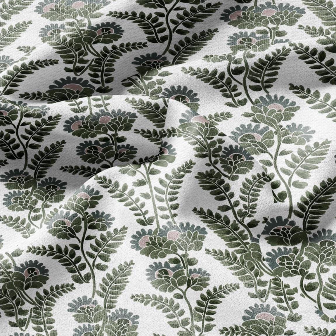 100% LINEN Fabric Modern abstract green vines - botanical Grandmillenial - heavy linen fabric for upholstery home decor 3110