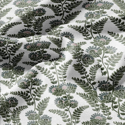 100% LINEN Fabric Modern abstract green vines - botanical Grandmillenial - heavy linen fabric for upholstery home decor 3110