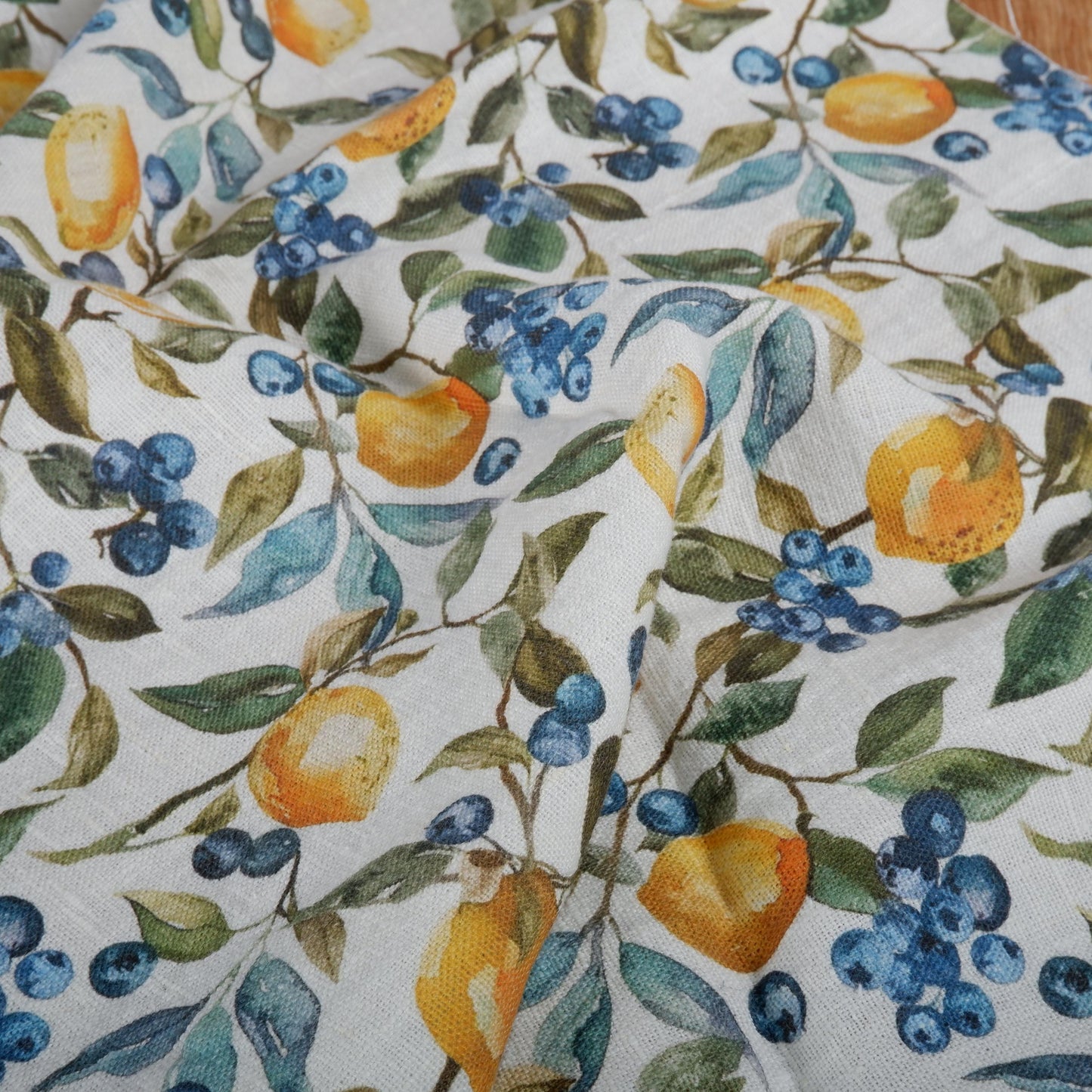 100% LINEN Fabric with lemon blueberry pattern - linen fabric for upholstery home decor dressmaking clothing sewing LithuanianLinen