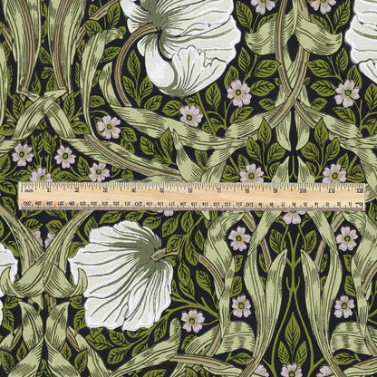 100% LINEN fabric - William Morris Pimpernel olive green - British Victorian flax - sewing upholstery home decor or clothing 3833