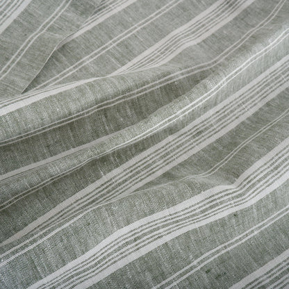 Premium Linen striped Fabric in blue white | Heavy weight French country ticking stripes in green black blue yellow white