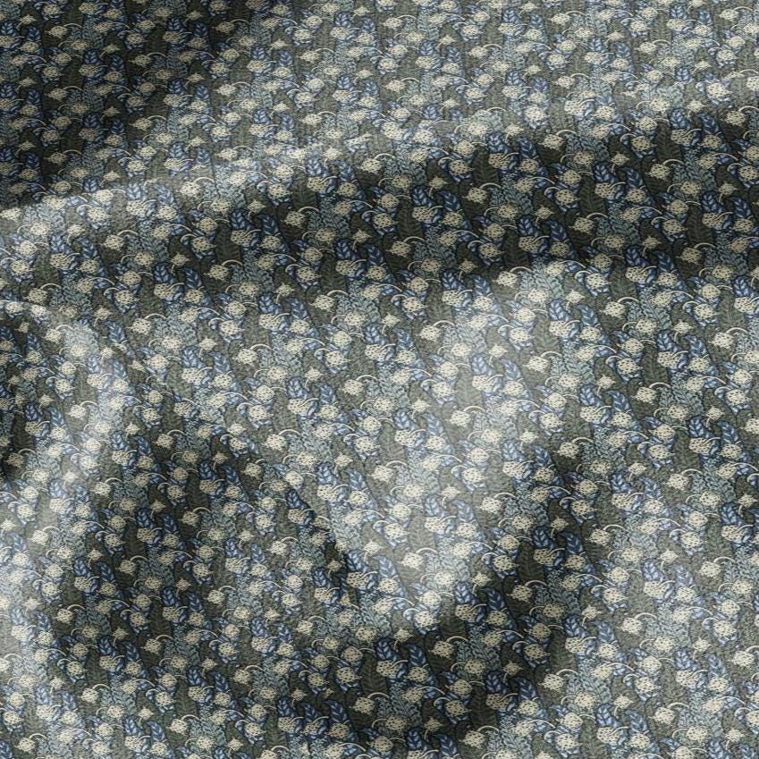 100% linen Lily-of-valley prints fabric for Curtain Upholstery Cushion - Art deco flower print fabric for dress making sewing